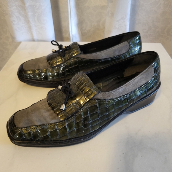 Ara Women's Rachel Slip On Loafers, Size 10, Dark Green, Croco Embossed - Picture 7 of 14